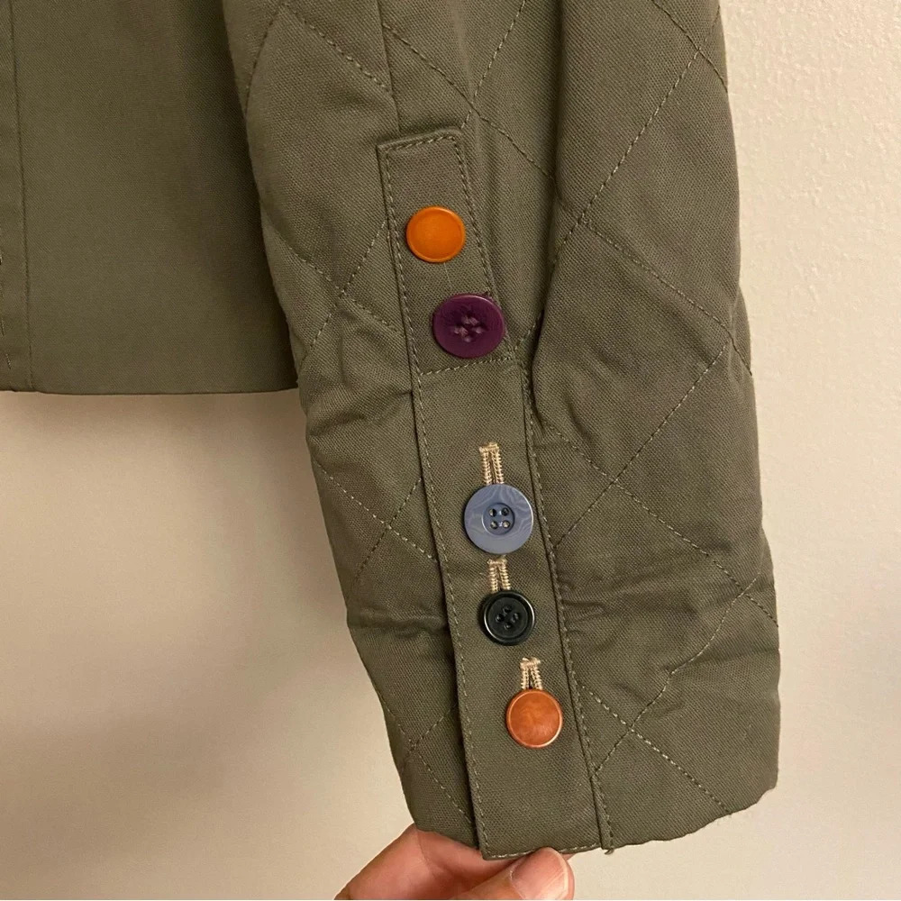 BCBGMAXAZRIA Runway Military Utility Jacket Y2K Grunge Boho Army Olive Green XS - Picture 6 of 16